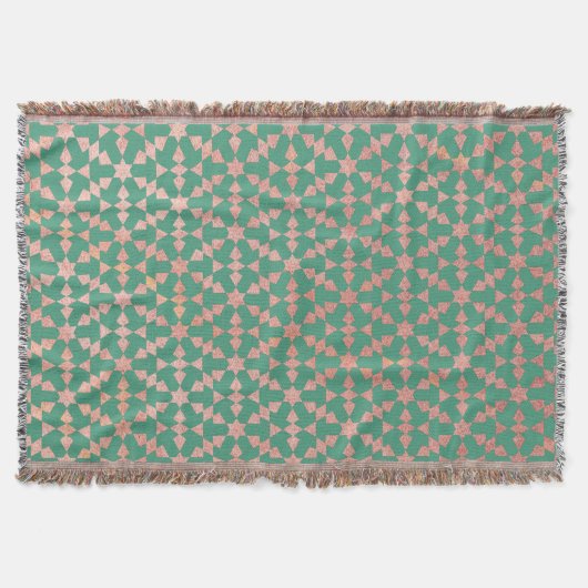 モロッコ民族幾何学モザイクパターン スローブランケット (正面)