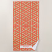 モロッコ民族幾何学モザイクパターン ビーチタオル (正面)