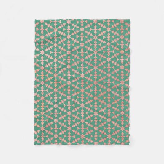 モロッコ民族幾何学モザイクパターン フリースブランケット (正面)