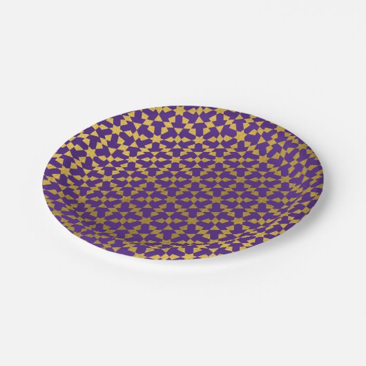 モロッコ民族幾何学モザイクパターン ペーパープレート (アングル)