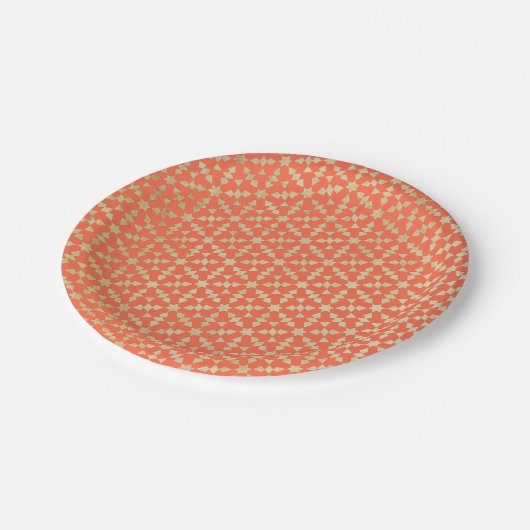 モロッコ民族幾何学モザイクパターン ペーパープレート (アングル)