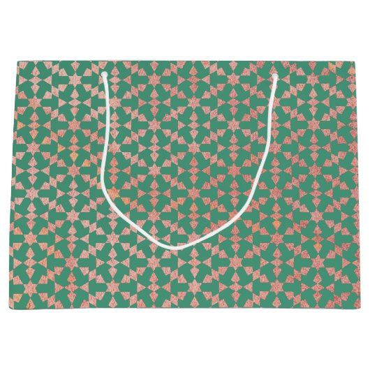 モロッコ民族幾何学モザイクパターン ラージペーパーバッグ (正面)
