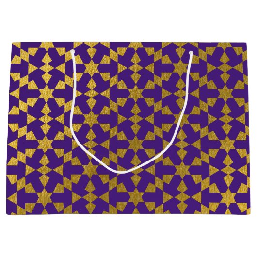 モロッコ民族幾何学モザイクパターン ラージペーパーバッグ (正面)