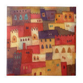 モロッコ水彩建築 タイル (正面)