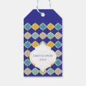 モロッコ王室のタイル青結婚黄 ギフトタグ (裏面)