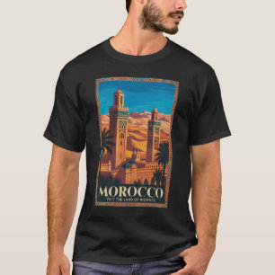 モロッコ砂漠イラスト旅行アートヴィンテージ Tシャツ