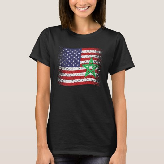 モロッコ米国国旗モローカン国旗 Tシャツ (正面)