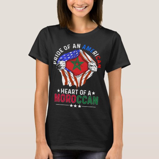 モロッコ系アメリカ系外国モロッコ国旗 Tシャツ (正面)