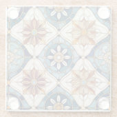 モロッコ華美タイルパターン#3 (青金ゴールドID1078) ガラスコースター (裏面)