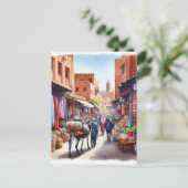 モロッコ通り水彩 ポストカード (スタンド正面)