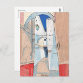 モロッコ通り街並み紙コラージュスケッチアート ポストカード (正面/裏面)