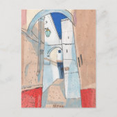 モロッコ通り街並み紙コラージュスケッチアート ポストカード (正面)