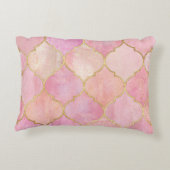 モロッコ金ゴールドライン：ピンクの水色 アクセントクッション (裏面)