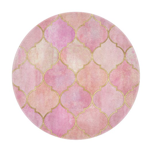 モロッコ金ゴールドライン:ピンクの水色 カッティングボード (正面)