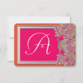 モロッコ風のタンジェリンとフューシャの結婚式招待状 招待状 (裏面)