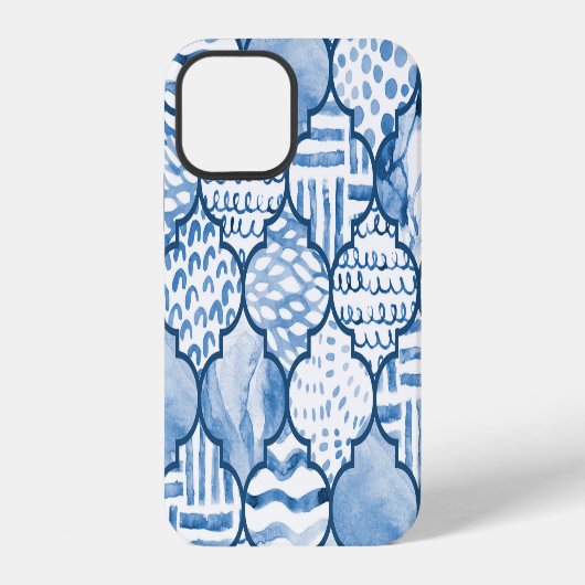 モロッコ風の幾何学模様、水彩シームレスパターン。 iPhoneケース (裏面)