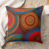 モロッコ風の田舎風の赤いオレンジ色の緑 クッション (ブランケット)