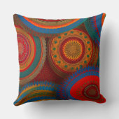 モロッコ風の田舎風の赤いオレンジ色の緑 クッション (裏面)