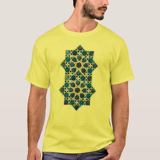 モロッコ風イスラム幾何学模様 スター ウォーターカラー Tシャツ (正面)