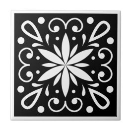 モロッコ黒白 タイル