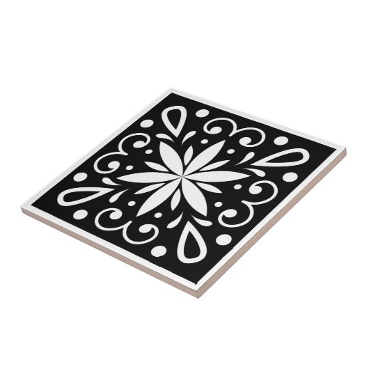 モロッコ黒白 タイル (側面)