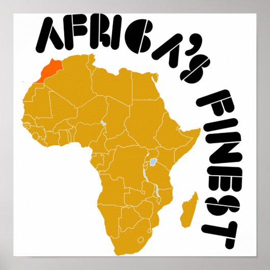 モロッコ、アフリカの地図デザイン ポスター (正面)