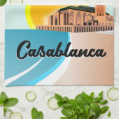 モロッコ・カサブランカ旅行ポスター キッチンタオル (折り畳み)