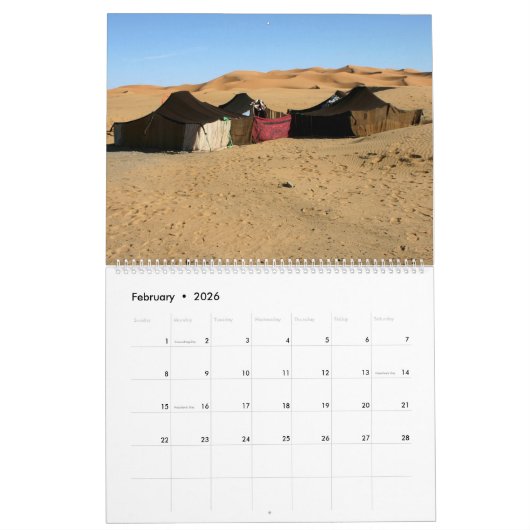 モロッコ カレンダー (2月 2026)