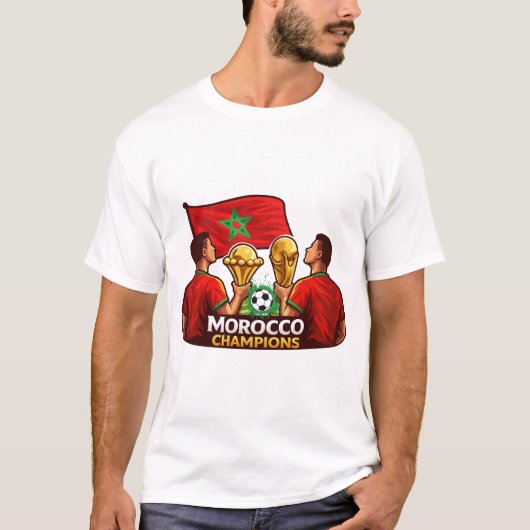モロッコ チャンピオン | サッカー勝利デザイン Tシャツ (正面)