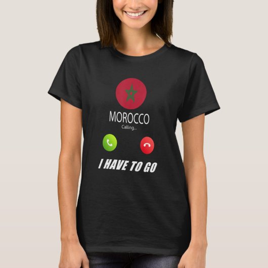 モロッコ フラグ お土産 モロッコが呼んでいる Tシャツ (正面)