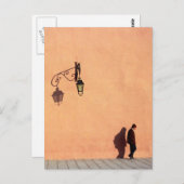 モロッコ,マラケシュの街の城壁を通る男 ポストカード (正面/裏面)