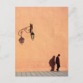 モロッコ,マラケシュの街の城壁を通る男 ポストカード (正面)