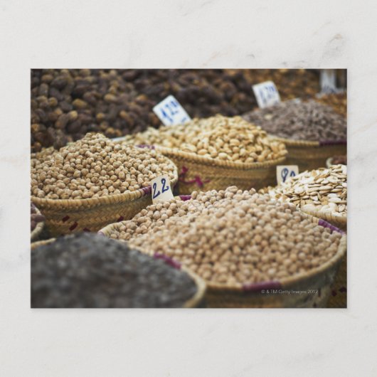モロッコ、マラケシュ、メディナ、ローカルの農産物 ポストカード (正面)
