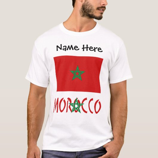 モロッコ モロッコ国旗 個人名入れ Tシャツ (正面)