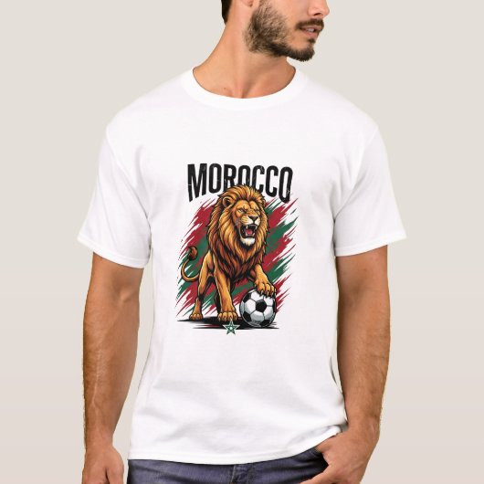 モロッコ ライオン サッカー ファン 2026 Tシャツ (正面)