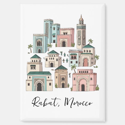 モロッコ・ラバトの旅行絵葉書 マグネット (正面)