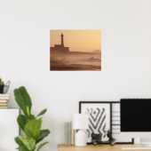 モロッコ、ラバト、夕暮れ時の灯台 ポスター (ホームオフィス)