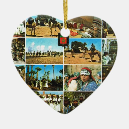 モロッコ、北アフリカ、マラケシュのmultiview セラミックオーナメント (正面)