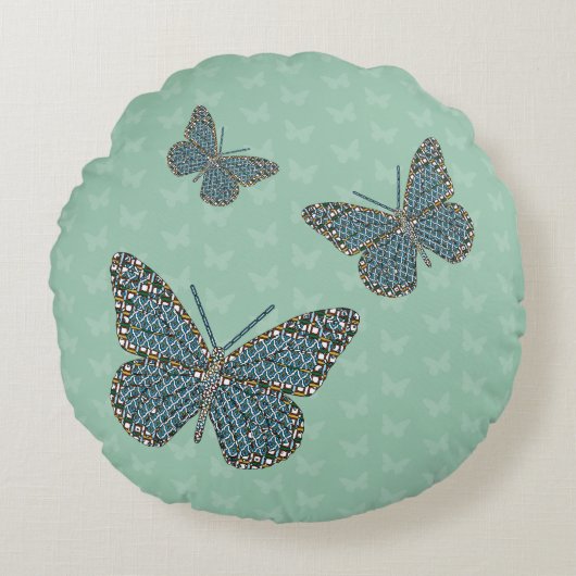 モロッコ(昆虫)オオカバマダラ、モナーク丸ピロー ラウンドクッション (正面)