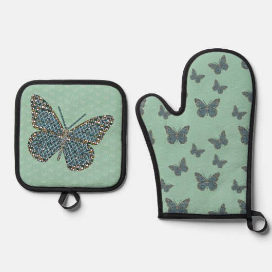 モロッコ（昆虫）オオカバマダラ、モナーク 鍋つかみ&鍋敷きセット (正面)