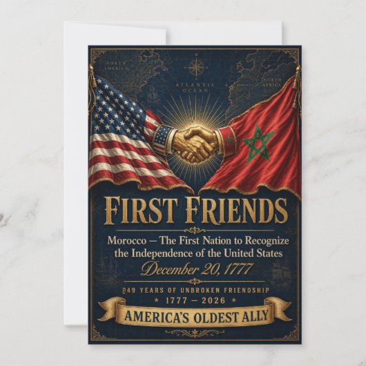 モロッコ USA 友好ポスター、最初の友人 1777 シーズンカード (正面)