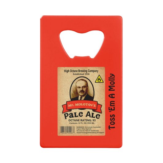 モロトフ氏のエール淡い色のレーベル クレジットカード栓抜き (正面)