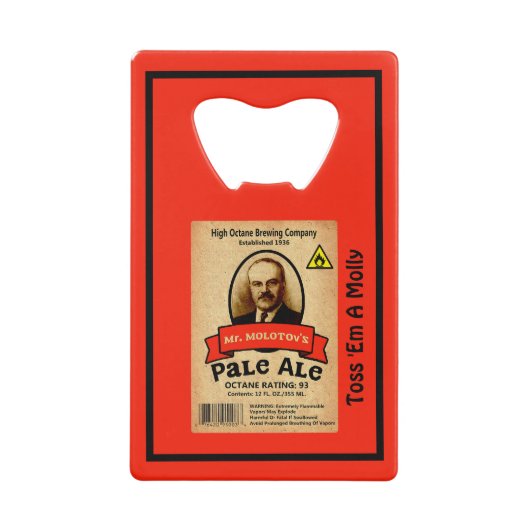 モロトフ氏のエール淡い色のレーベル クレジットカード栓抜き (正面)