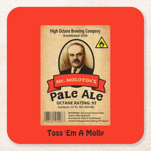 モロトフ氏のエール淡い色のレーベル スクエアペーパーコースター (正面)