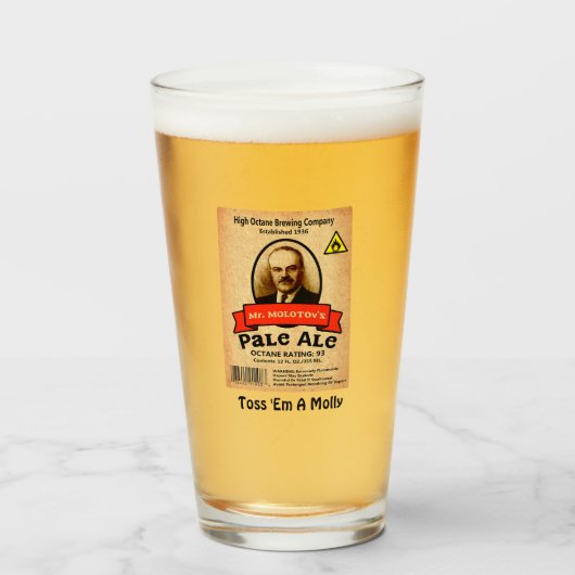 モロトフ氏のエール淡い色のレーベル タンブラーグラス (ドリンク正面)