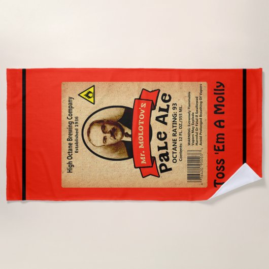 モロトフ氏のエール淡い色のレーベル ビーチタオル (正面)