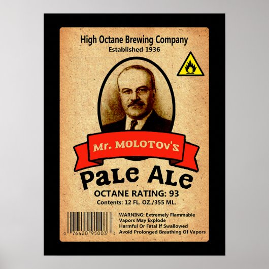 モロトフ氏のエール淡い色のレーベル ポスター (正面)