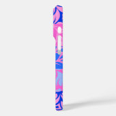 モロベイハワイアンストライプのハイビスカスピンクブルー Case-Mate iPhoneケース (裏面 / 左)