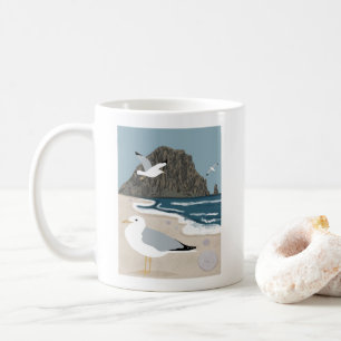 モロロックセントラルカリフォルニアイラストレーションシーガル コーヒーマグカップ