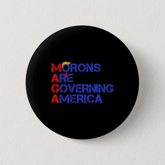 モロンがアメリカおもしろいトランプ2024 1 缶バッジ (正面)